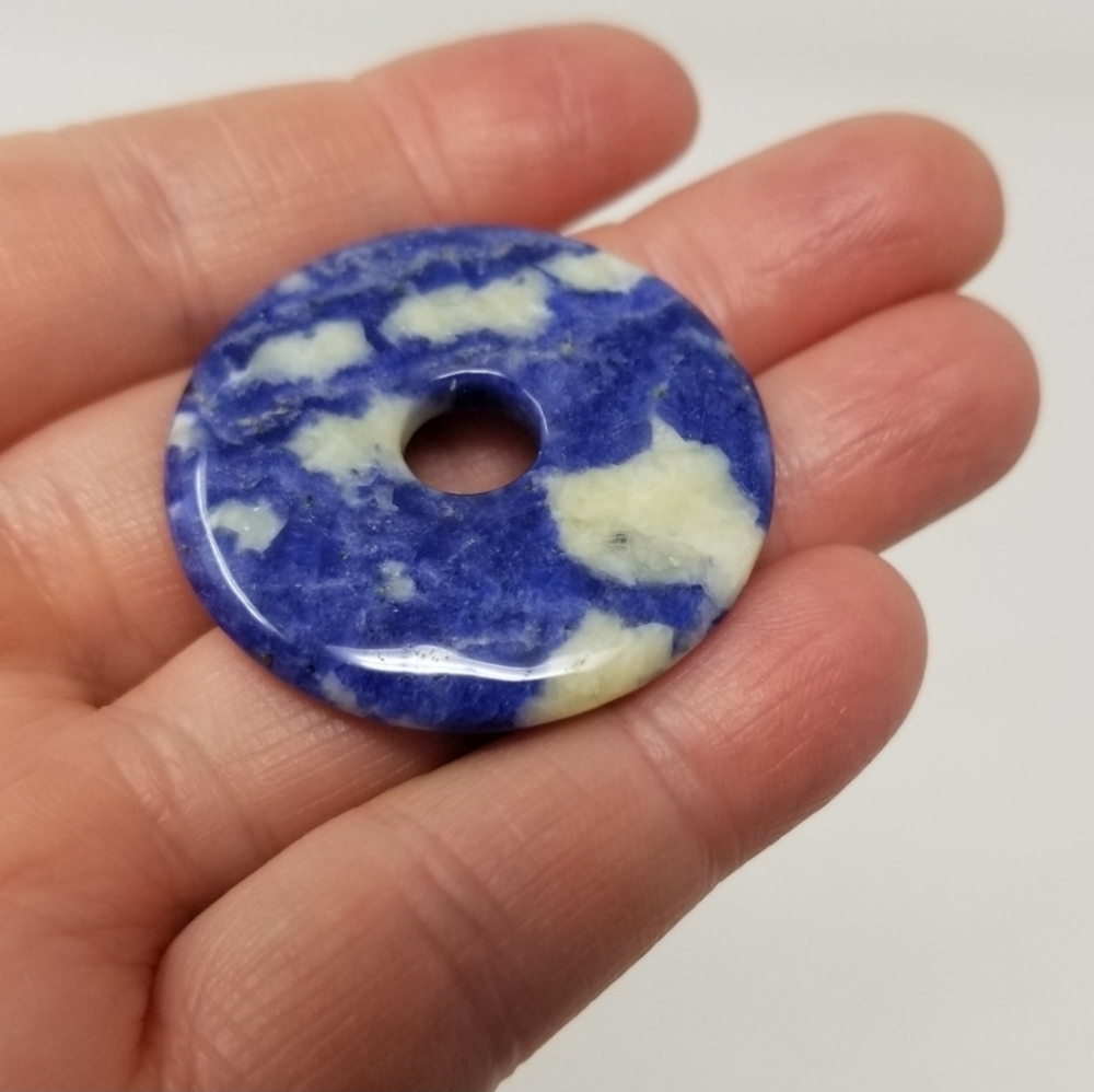 NEW Sodalite Donut Pendant Blue Natural Stone Crystal Jewelry Making